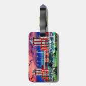 Waterverf Art Windy City van Navy Pier Chicago 192 Bagagelabel (Achterkant verticaal)