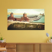 Waterverf Art Windy City van Navy Pier Chicago 192 Canvas Afdruk (Insitu (Woonkamer))