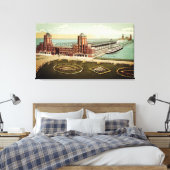 Waterverf Art Windy City van Navy Pier Chicago 192 Canvas Afdruk (Insitu (Slaapkamer))