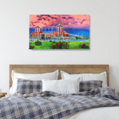 Waterverf Art Windy City van Navy Pier Chicago 192 Canvas Afdruk (Insitu (Slaapkamer))