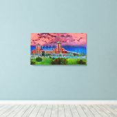 Waterverf Art Windy City van Navy Pier Chicago 192 Canvas Afdruk (Insitu (Houten vloer))