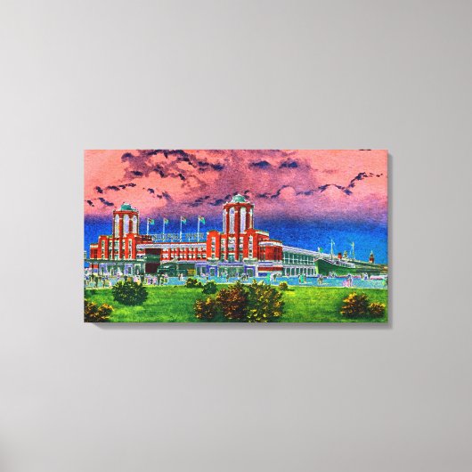 Waterverf Art Windy City van Navy Pier Chicago 192 Canvas Afdruk (Voorkant)