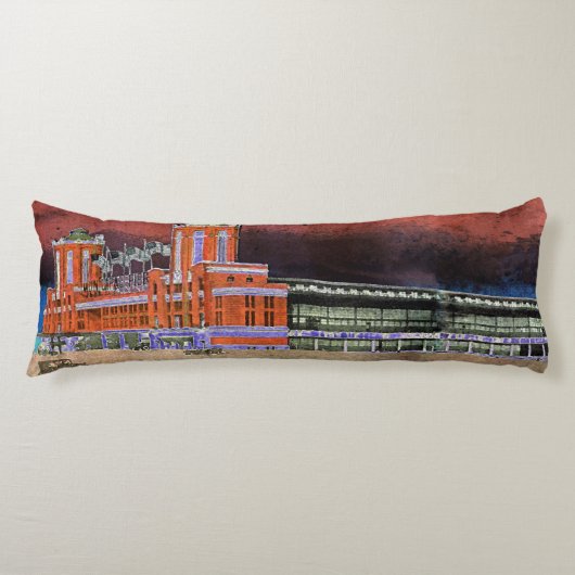 Waterverf Art Windy City van Navy Pier Chicago 192 Lichaamskussen (Voorkant)