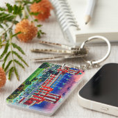 Waterverf Art Windy City van Navy Pier Chicago 192 Sleutelhanger (Voorkant Rechts)