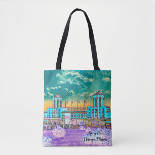 Waterverf Art Windy City van Navy Pier Chicago 192 Tote Bag