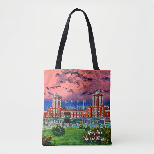 Waterverf Art Windy City van Navy Pier Chicago 192 Tote Bag (Voorkant)