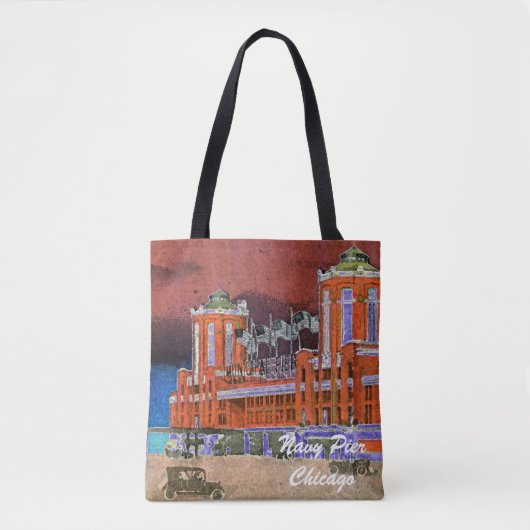 Waterverf Art Windy City van Navy Pier Chicago 192 Tote Bag (Voorkant)
