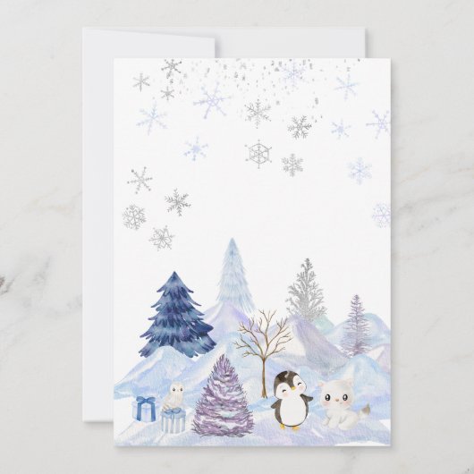 Waterverf Artic baby is koud buiten Baby shower Kaart (Achterkant)