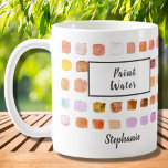 Waterverf Artist Name Paint Water Rust Koffiemok<br><div class="desc">Deze mok is versierd met een waterverf van kleurmonsters in tinten van terracotta en roest. De woorden Verf Water worden toegevoegd en een niet-verfversie van Water staat ook in mijn winkel. Ideaal voor een kunstenaar of iemand die van schilderen houdt. Pas het aan met jouw naam of monogram. Als we...</div>