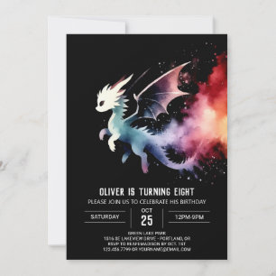 Waterverf Artistic Dragon verjaardag Kaart