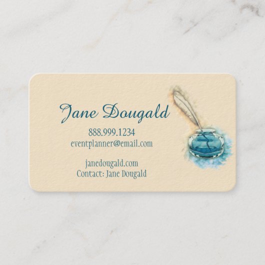 Waterverf Artistic Feather Pen Classic Writer's Visitekaartje (Voorkant)