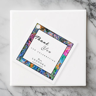 Waterverf Artistic Flowers Bedankt Verjaardag Bedankjes Labels