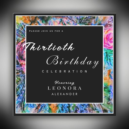 Waterverf Artistic Flowers ELK verjaardagsfeestje Kaart