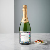 Waterverf Artistic Flowers ELK verjaardagsfeestje Sparkling Wijnetiket