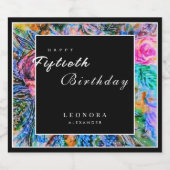 Waterverf Artistic Flowers ELK verjaardagsfeestje Sparkling Wijnetiket (Enkel label)