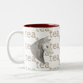 Waterverf Artistic Grey Wolf Wild Animal Tea Tweekleurige Koffiemok