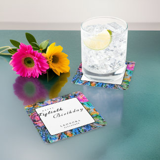 Waterverf Artistieke Bloemen ELKE Verjaardagsfeest Kartonnen Onderzetters