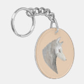 Waterverf artistieke grijze wolf sleutelhanger (Voorkant Links)