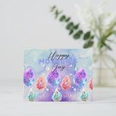 Waterverf artistieke pastelinkt bladeren Moederdag Briefkaart (Staand voorkant)