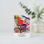 Waterverf artistieke schilderlade en penseel op bl visitekaartje (Staand voorkant)