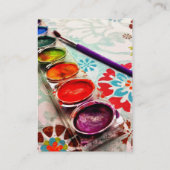 Waterverf artistieke schilderlade en penseel op bl visitekaartje (Achterkant)