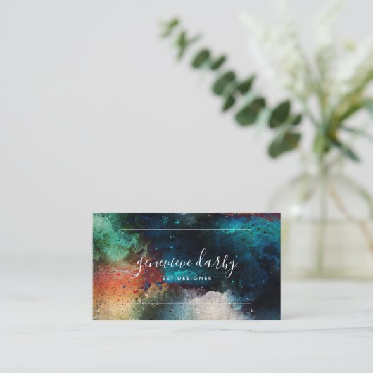 Waterverf Artsy Creative Script Abstract Visitekaartje (Staand voorkant)