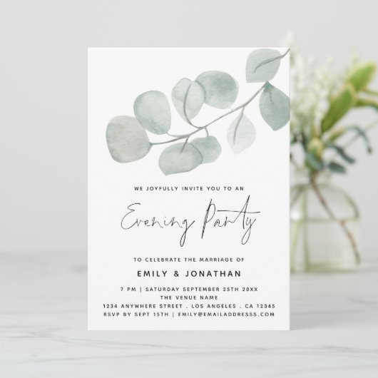 Waterverf Artsy Eucalyptus Weddenschap Kaart (Staand voorkant)