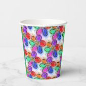 Waterverf Artsy Flowers rood groen Papieren Bekers (Achterkant)