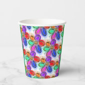 Waterverf Artsy Flowers rood groen Papieren Bekers (Voorkant)