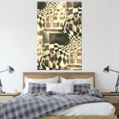  Waterverf Artwork 80-90-serie Chessboard Canvas Afdruk (Insitu (Slaapkamer))