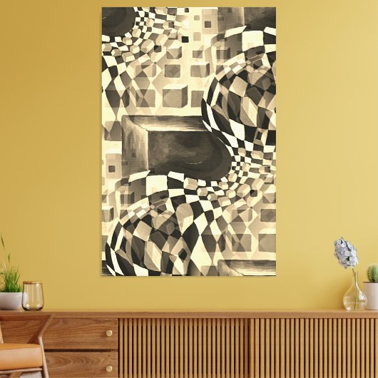  Waterverf Artwork 80-90-serie Chessboard Canvas Afdruk (Insitu (Woonkamer))