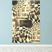  Waterverf Artwork 80-90-serie Chessboard Canvas Afdruk (Insitu (Houten vloer))