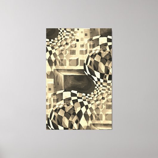  Waterverf Artwork 80-90-serie Chessboard Canvas Afdruk (Voorkant)