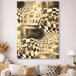  Waterverf Artwork 80-90-serie Chessboard Canvas Afdruk