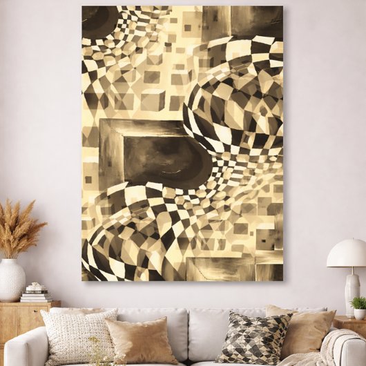  Waterverf Artwork 80-90-serie Chessboard Canvas Afdruk