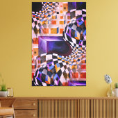  Waterverf Artwork 80-90-serie Chessboard Canvas Afdruk (Insitu (Woonkamer))