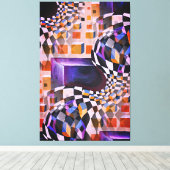  Waterverf Artwork 80-90-serie Chessboard Canvas Afdruk (Insitu (Houten vloer))