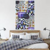  Waterverf Artwork 80-90-serie Chessboard Canvas Afdruk (Insitu (Slaapkamer))