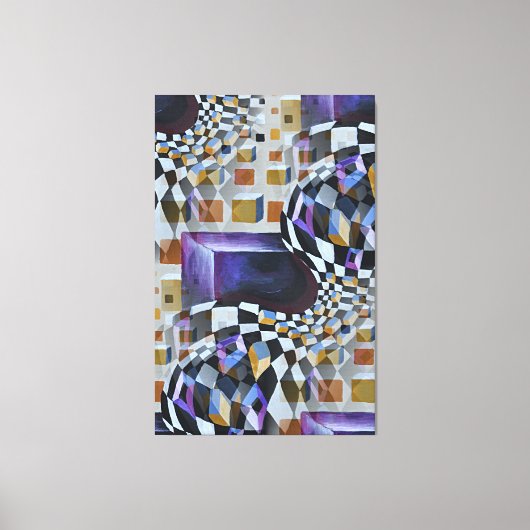  Waterverf Artwork 80-90-serie Chessboard Canvas Afdruk (Voorkant)
