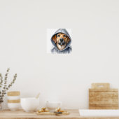 Waterverf Artwork Brown Dog in a Hoodie Poster (Keuken)