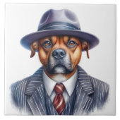 Waterverf Artwork Bruin Hondengangsterpak Tegeltje (Voorkant)