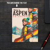 Waterverf Aspen Colorado berg  Meisje Briefkaart
