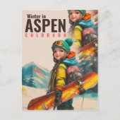 Waterverf Aspen Colorado berg  Meisje Briefkaart (Voorkant)