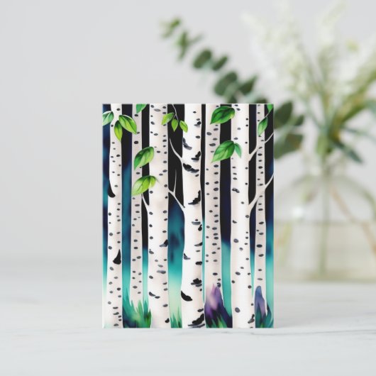 Waterverf Aspen Trees Briefkaart (Staand voorkant)