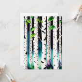 Waterverf Aspen Trees Flat Greeting Kaart (Voorkant / Achterkant in situ)