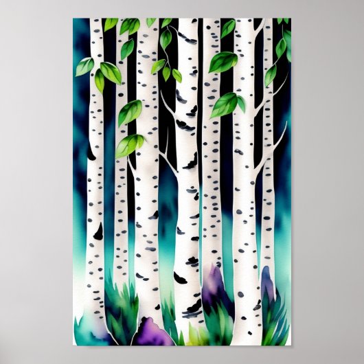 Waterverf Aspen Trees Poster (Voorkant)