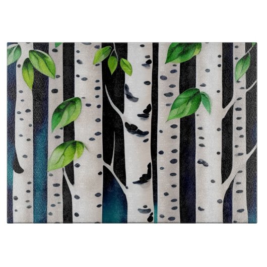 Waterverf Aspen Trees Snijplank (Voorkant)