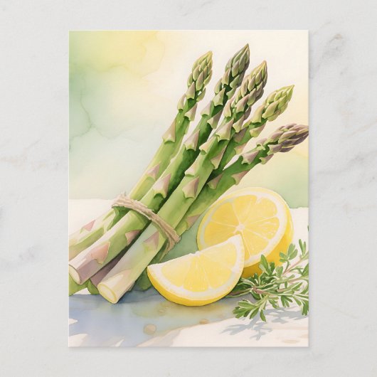 Waterverf Asperge Citroen Briefkaart (Voorkant)