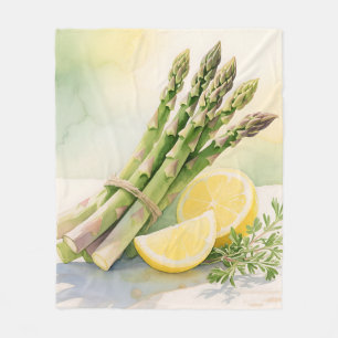 Waterverf Asperge Citroen Fleece Deken