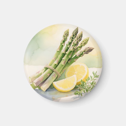 Waterverf Asperge Citroen Magneet (Voorkant)